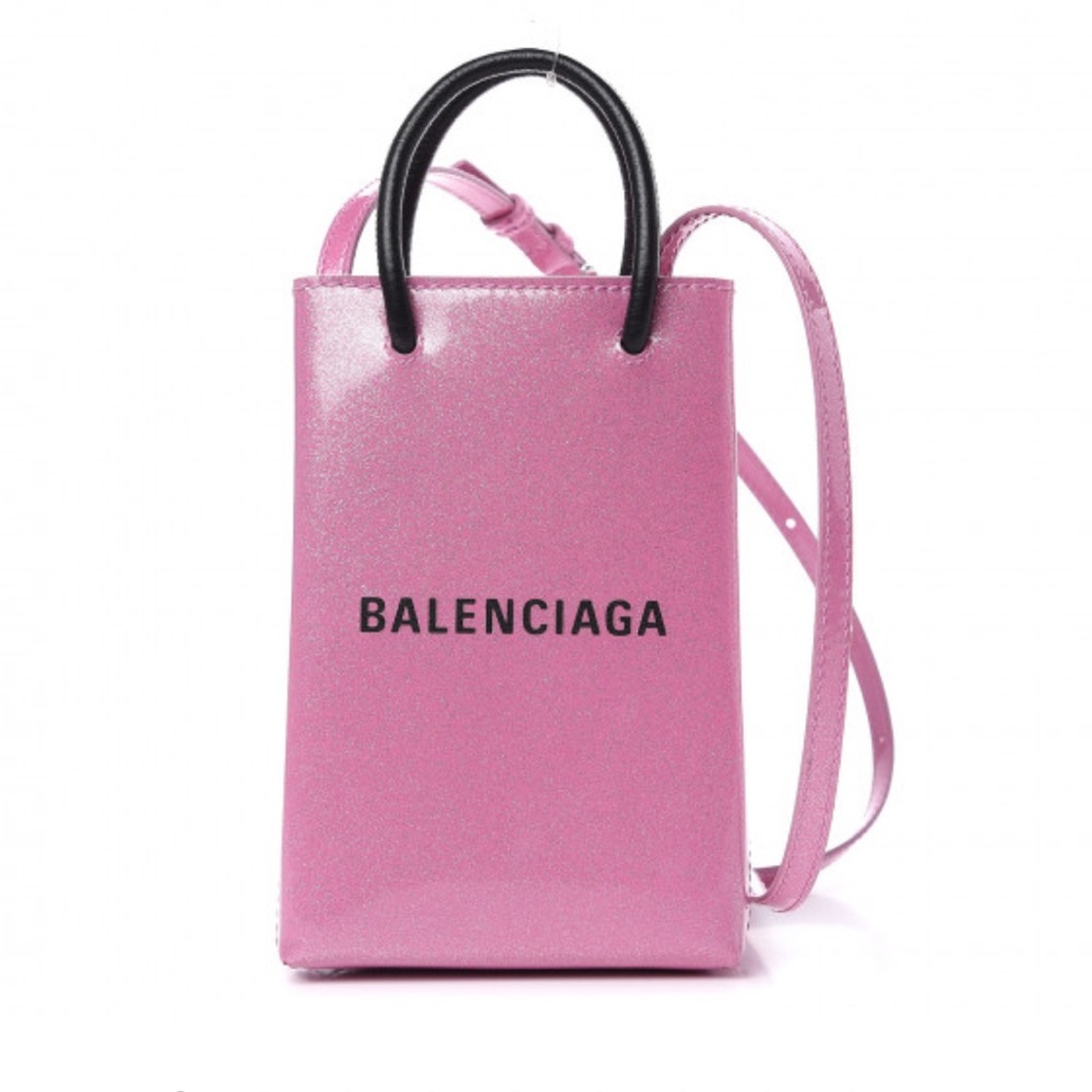 Balenciaga Glitter Patent Leather Phone Holder Crossbody